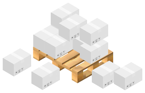 pallet 3D in allestimento - 13 cartoni